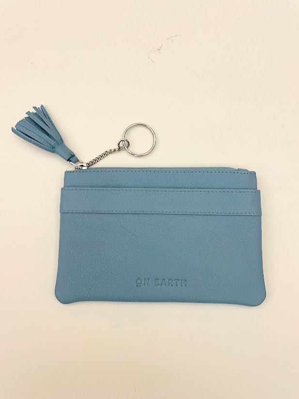 Porta carte bustina in pelle Bucaneve Azzurro
