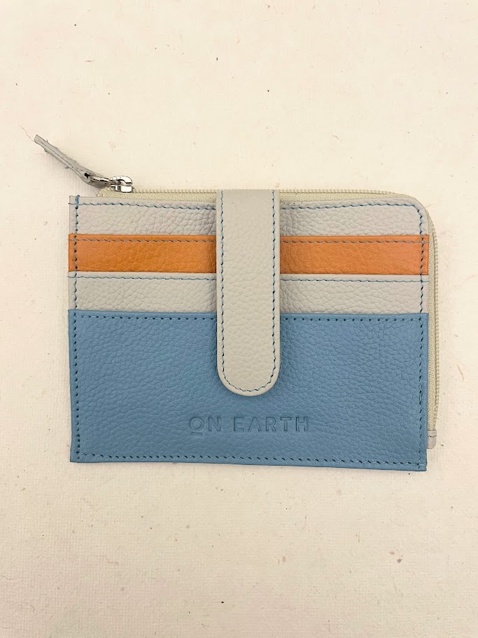 Porta carte di credito in pelle John Bianco azzurro