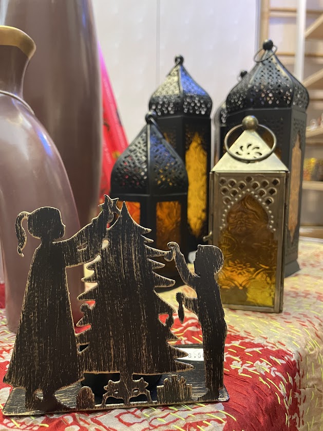Porta lunino Bambini a Natale bronzo scuro
