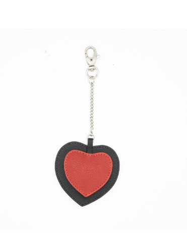 Portachiavi cuore in pelle Rosso nero