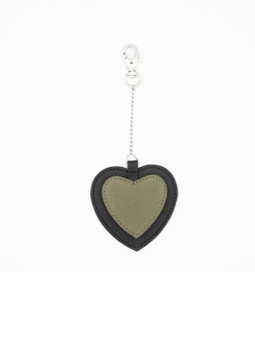 Portachiavi cuore in pelle Verde nero