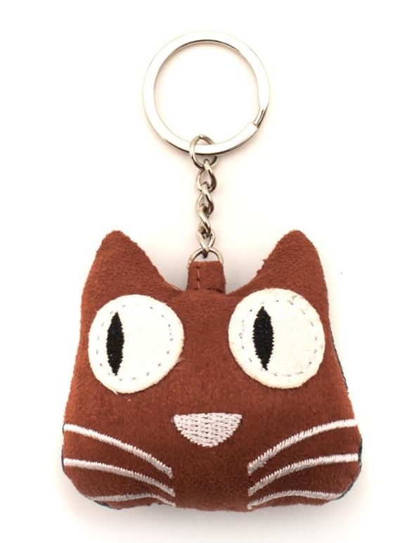 Portachiavi gatto in tessuto ricamato