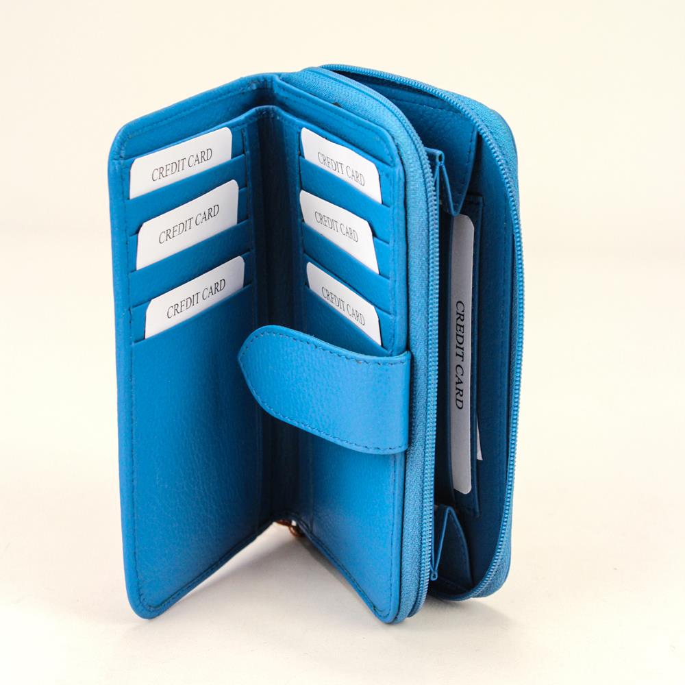 Portafoglio donna medio, in pelle Sarisha Blu.