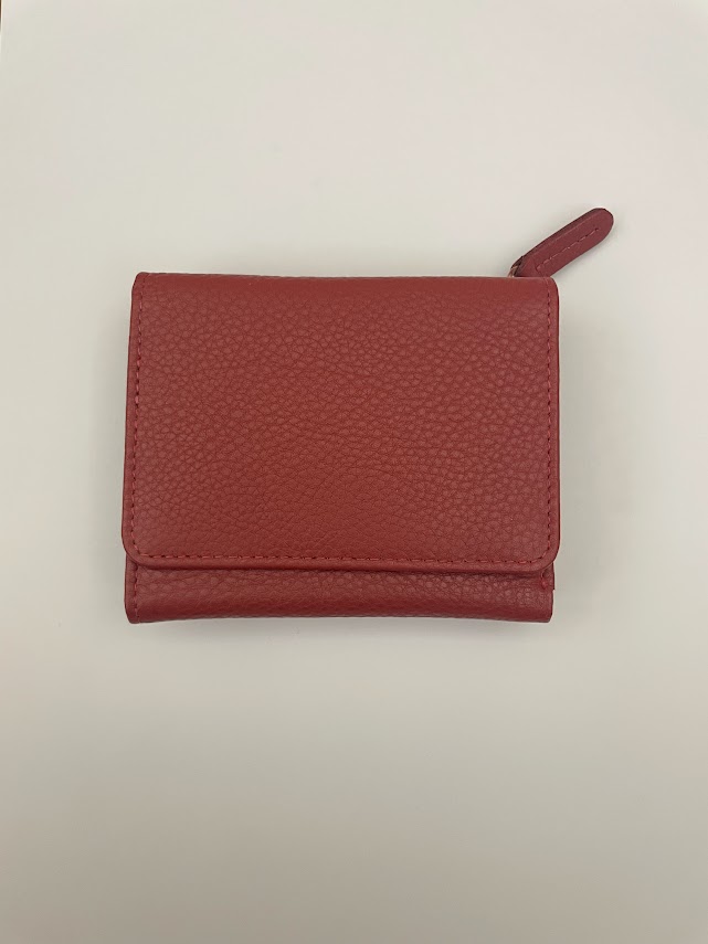 Portafoglio donna piccolo, in pelle Habra Rosso Ibisco