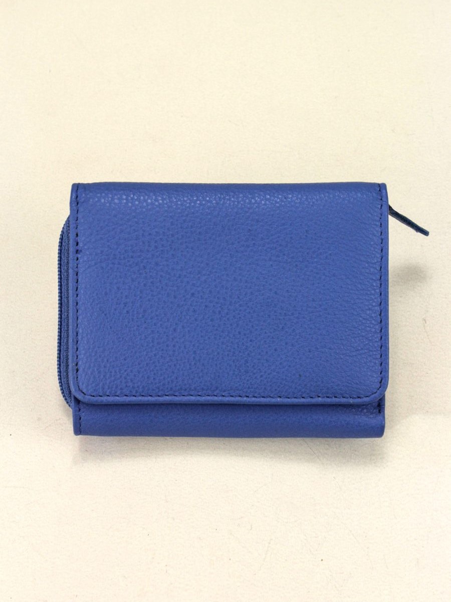 Portafoglio donna piccolo, in pelle Habra Bluette