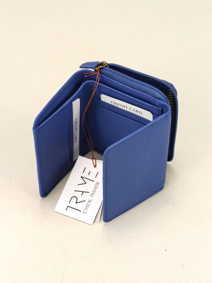 Portafoglio donna piccolo, in pelle Habra Bluette