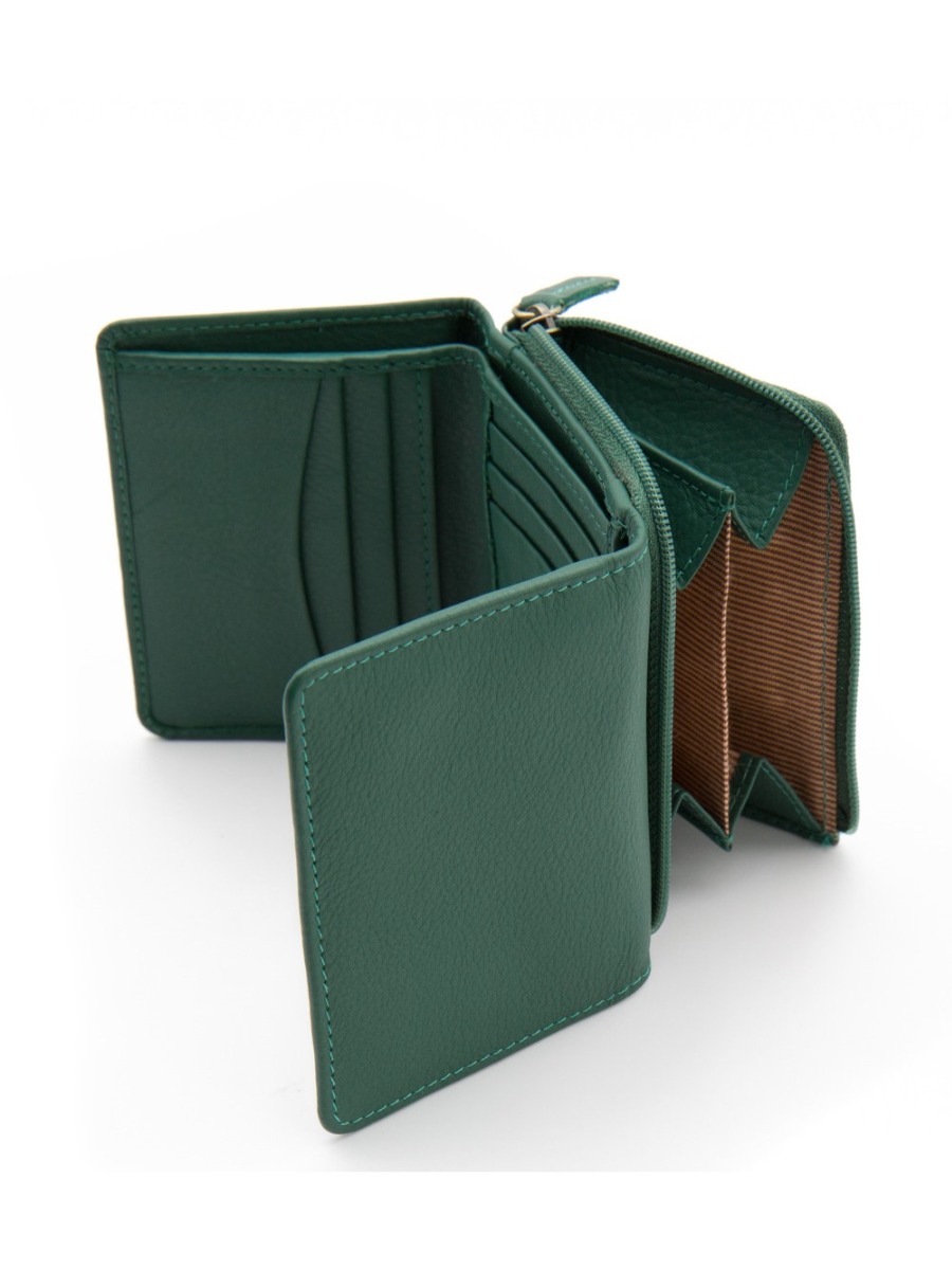 Portafoglio donna piccolo, in pelle Habra Verde
