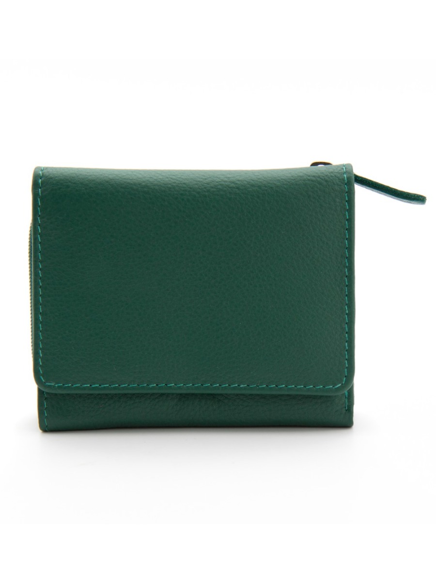 Portafoglio donna piccolo, in pelle Habra Verde