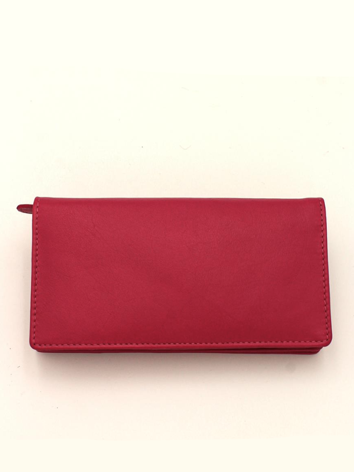 Portafoglio donna grande, in pelle Chitpur Rosso. Produzione equo solidale.