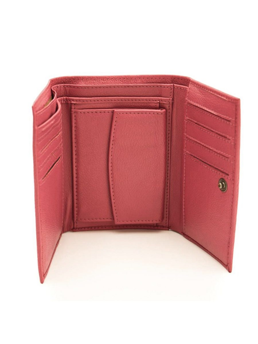Portafoglio medio in pelle Kulti Rosso ibisco.