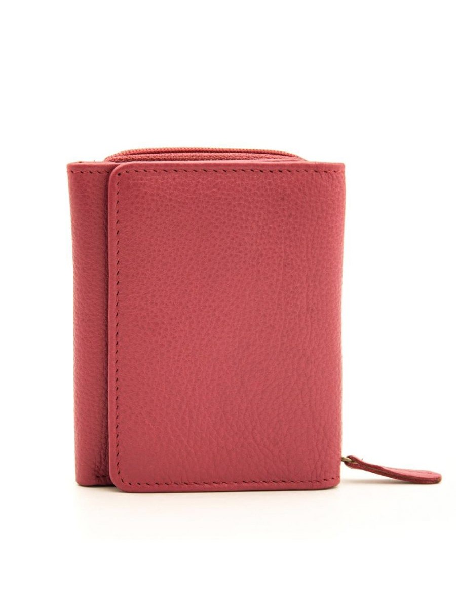 Portafoglio donna piccolo, in pelle Habra Rosso Ibisco