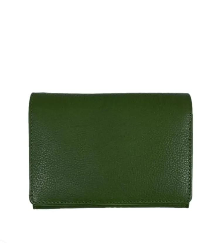 Portafoglio piccolo unisex in pelle Hatibagan tè verde