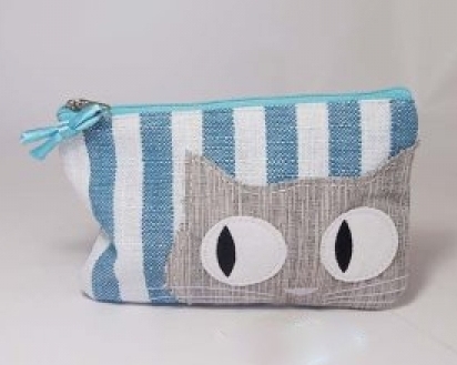 Portamonete e portacarte in tessuto GATTO stripes 16x11cm