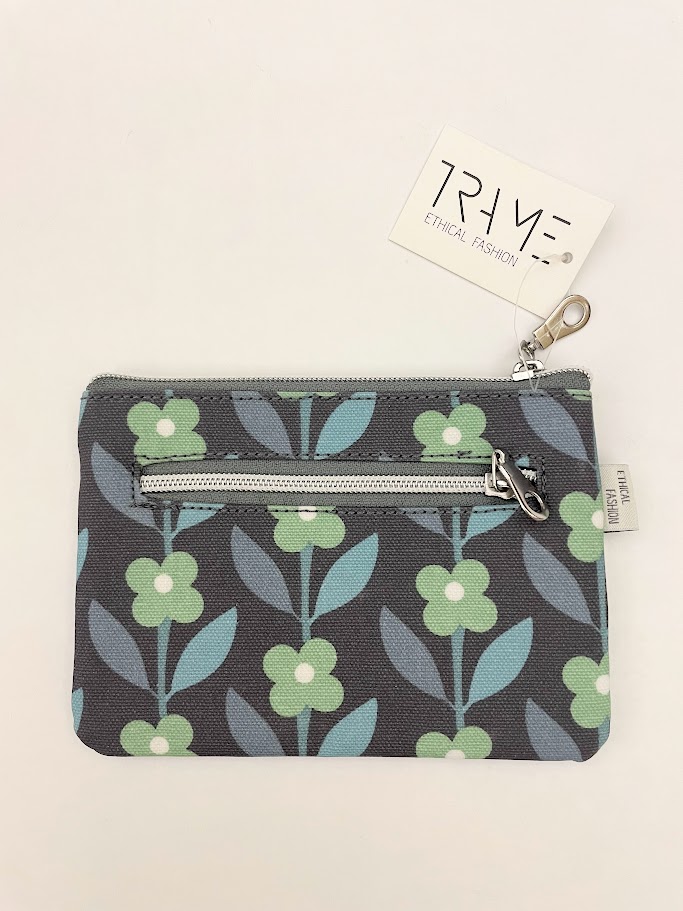 Portamonete 2 tasche in tessuto impermeabile Fioritura