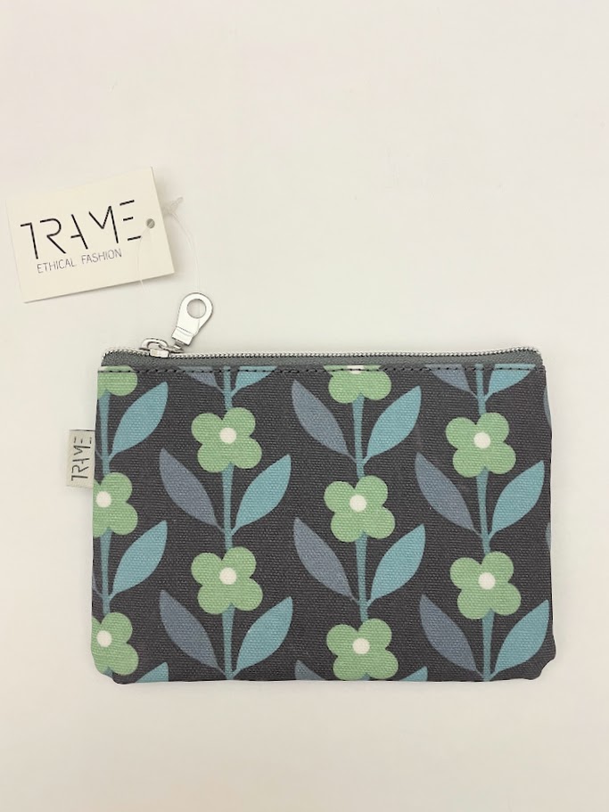 Portamonete 2 tasche in tessuto impermeabile Fioritura