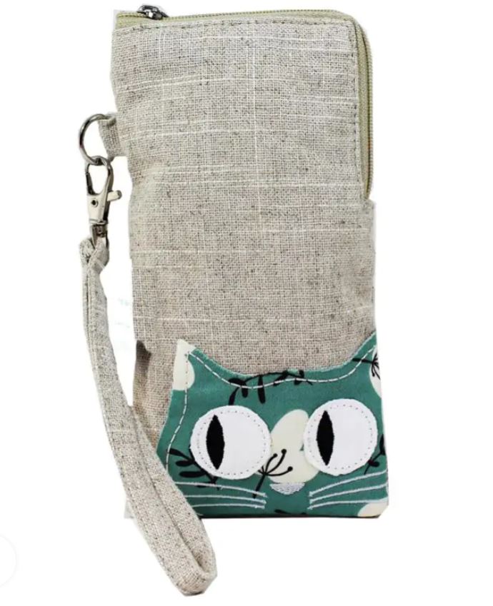 Portaocchiali imbottito in tessuto Natural linen Cat