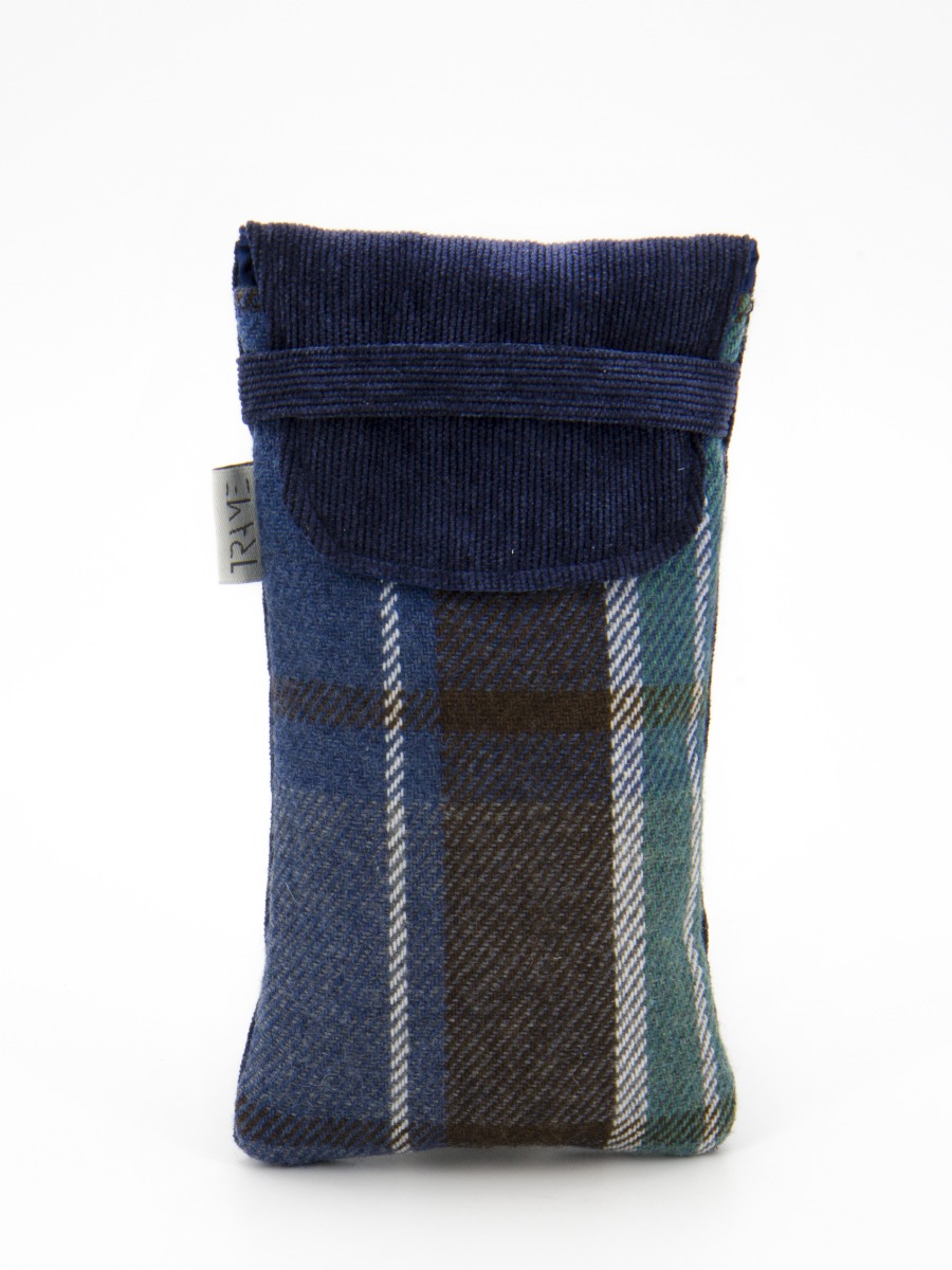 Trousse porta trucchi in tweed e velluto a coste Verdi e Blu MESSENGER Lumberjack