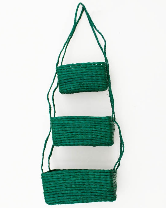 Portaoggetti da appendere in rafia 60cm altezza - Verde