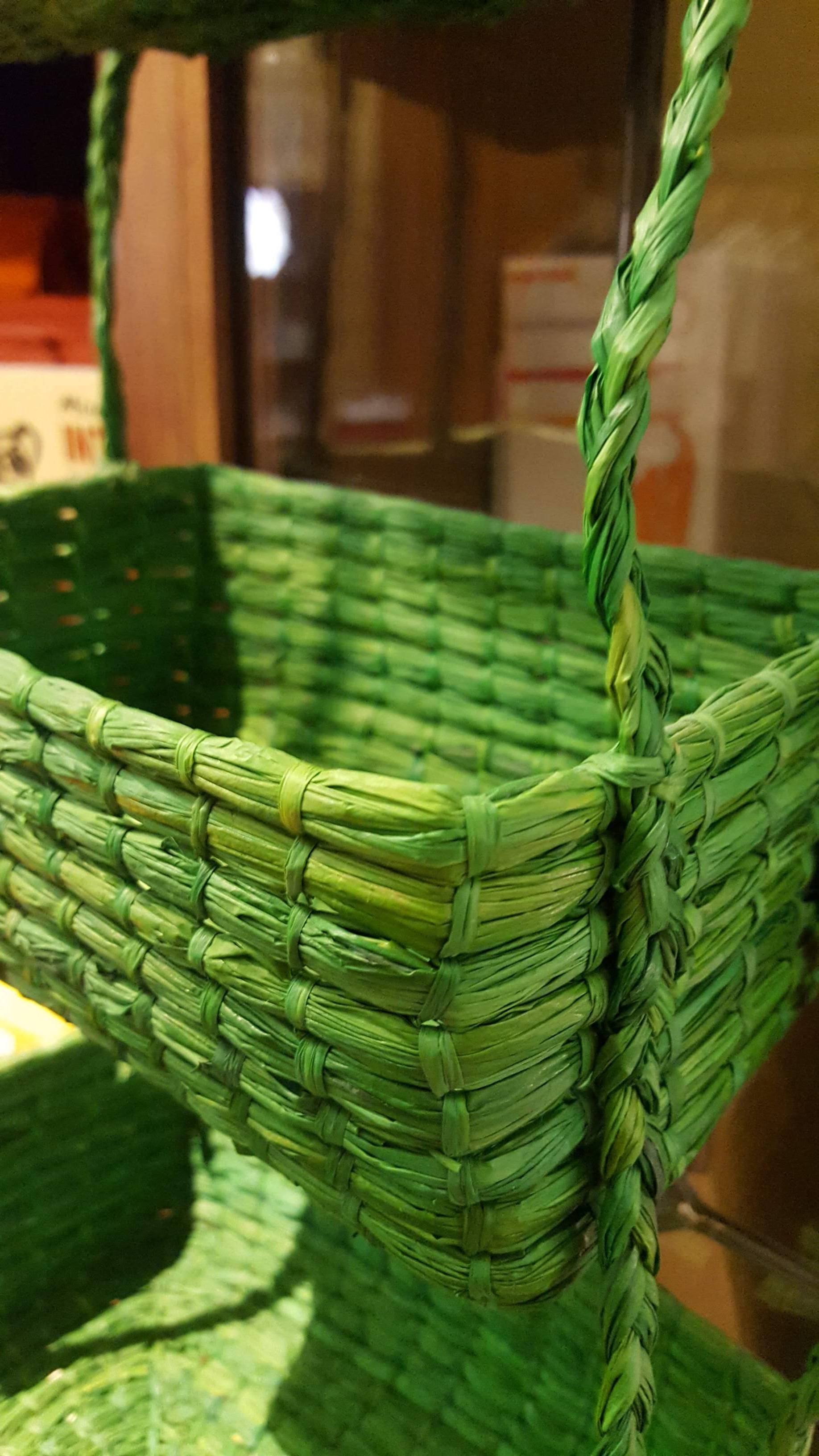 Portaoggetti da appendere in rafia 60cm altezza - Verde