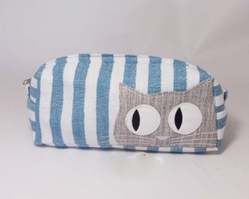 Portatrucco trousse in tessuto GATTO stripes 21x11 cm