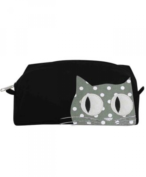 Portatrucco trousse LE CHAT in tessuto con gatto applicato 21x11 h cm