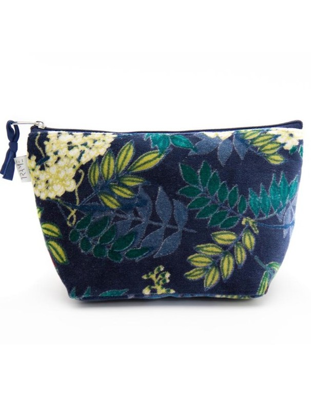 Portatrucco medio in velluto blu- Velvet Jungle