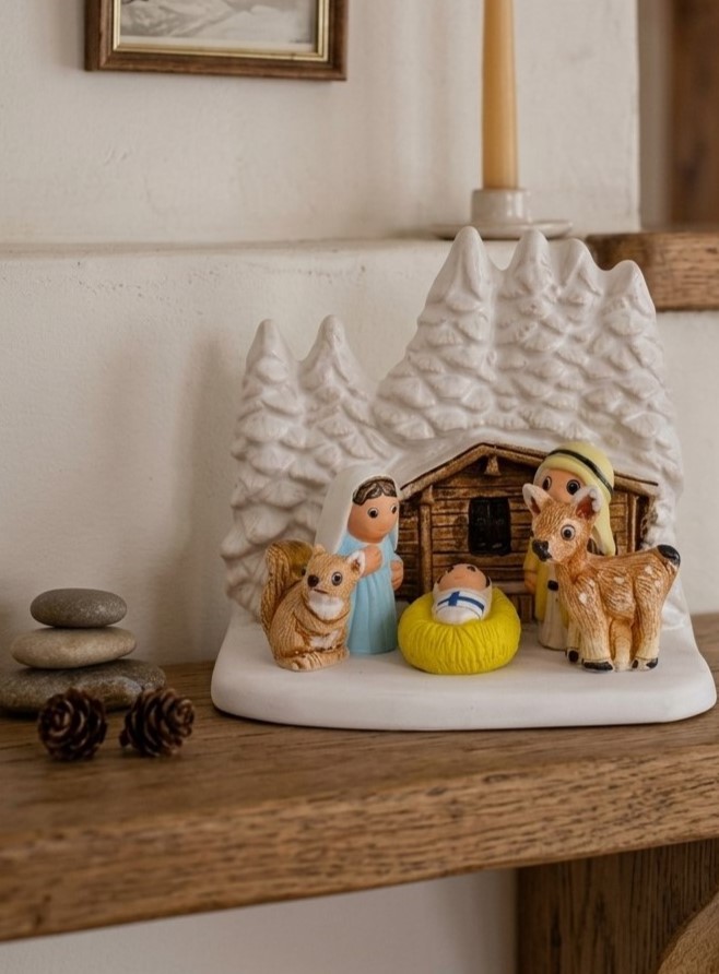 Presepe Lapponia in ceramica - pezzo unico