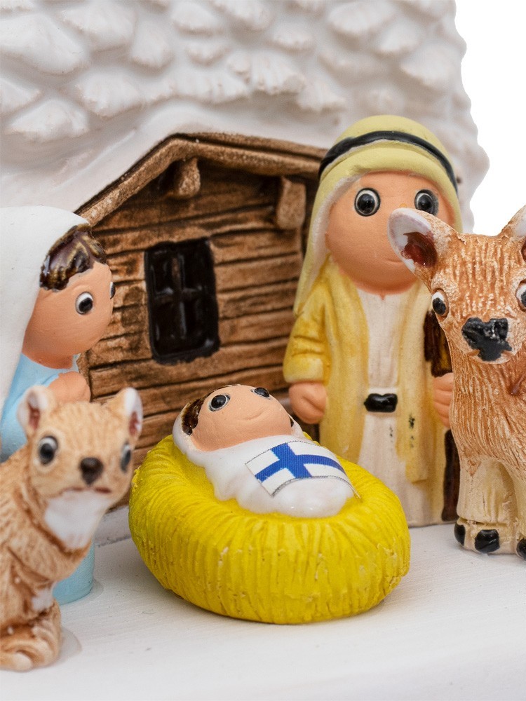 Presepe Lapponia in ceramica - pezzo unico