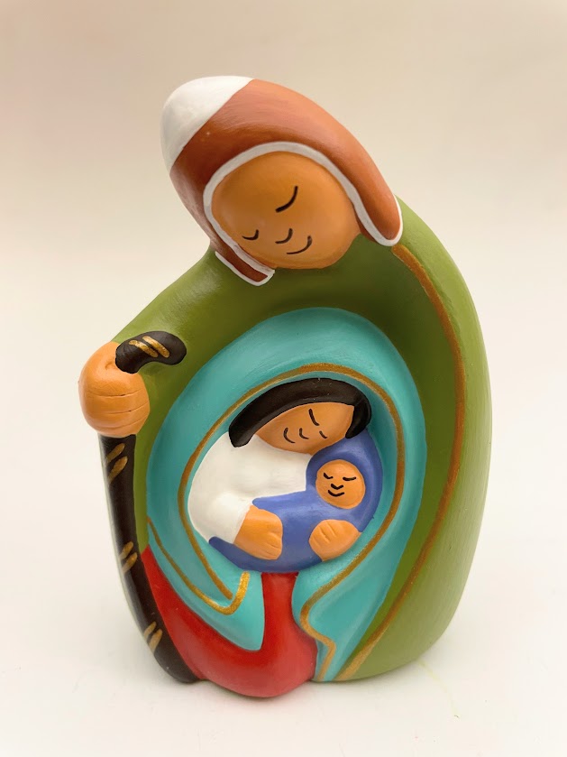 Presepe Abbraccio stilizzato azzurro - pezzo unico