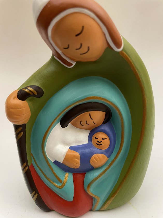 Presepe Abbraccio stilizzato azzurro - pezzo unico