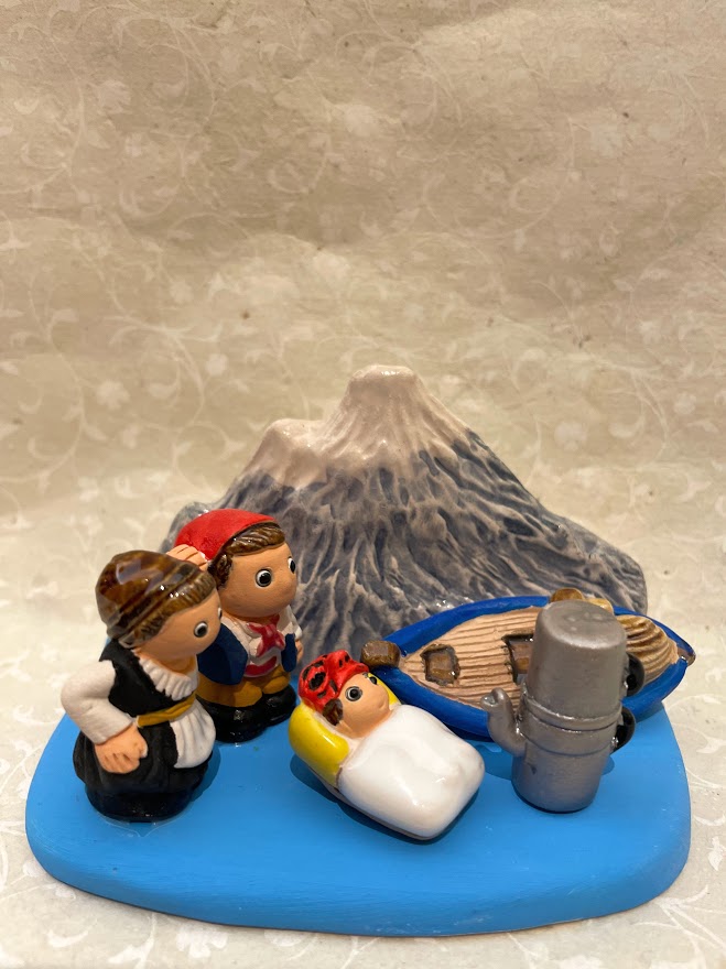 Presepe Napoli in terracotta con Vesuvio - pezzo unico