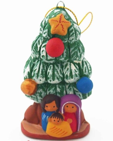 Presepe con albero di Natale da appendere 3 figure - pezzo unico