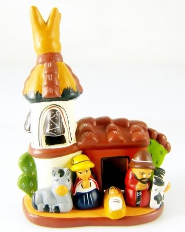 Presepe terracotta con chiesetta
