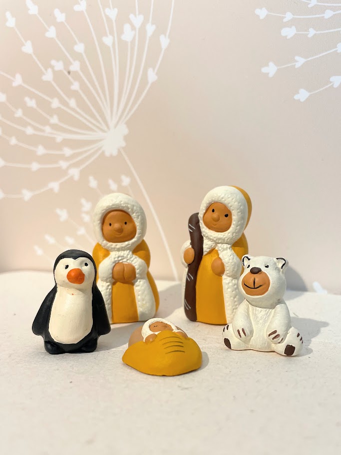 Presepe con Eschimesi in terracotta - 5 personaggi