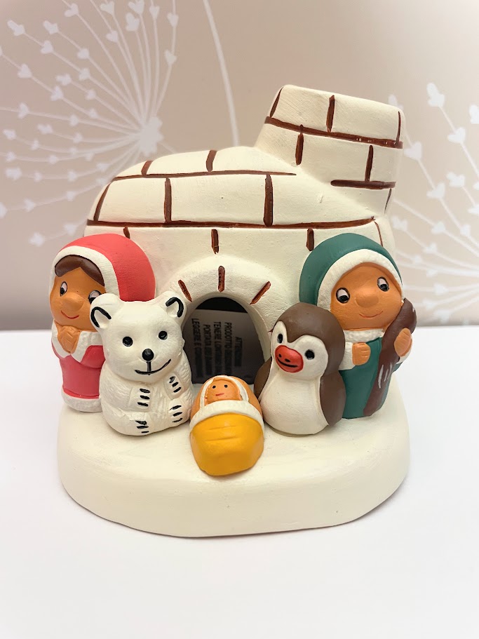 Presepe in ceramica Igloo, piccolo e originale