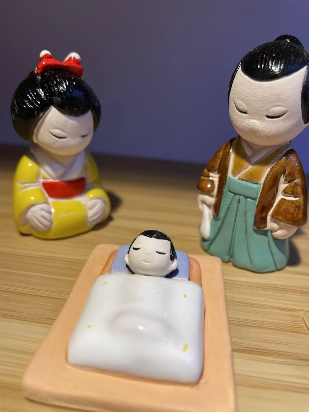 Presepe figure giapponesi in ceramica laccata