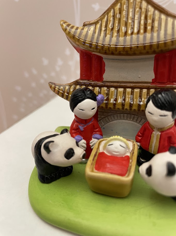 Presepe Cina con due panda