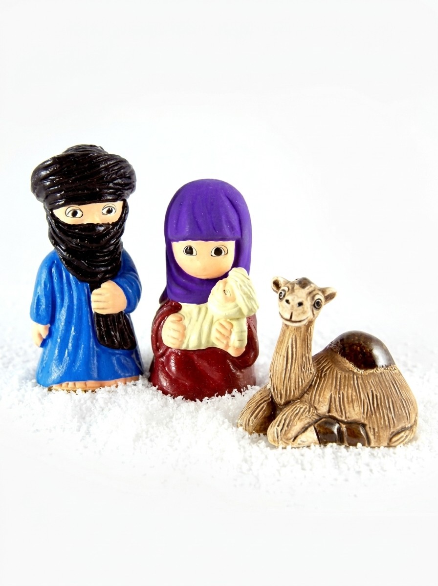 Presepe dal mondo Tuareg 3 figure in ceramica dipinta