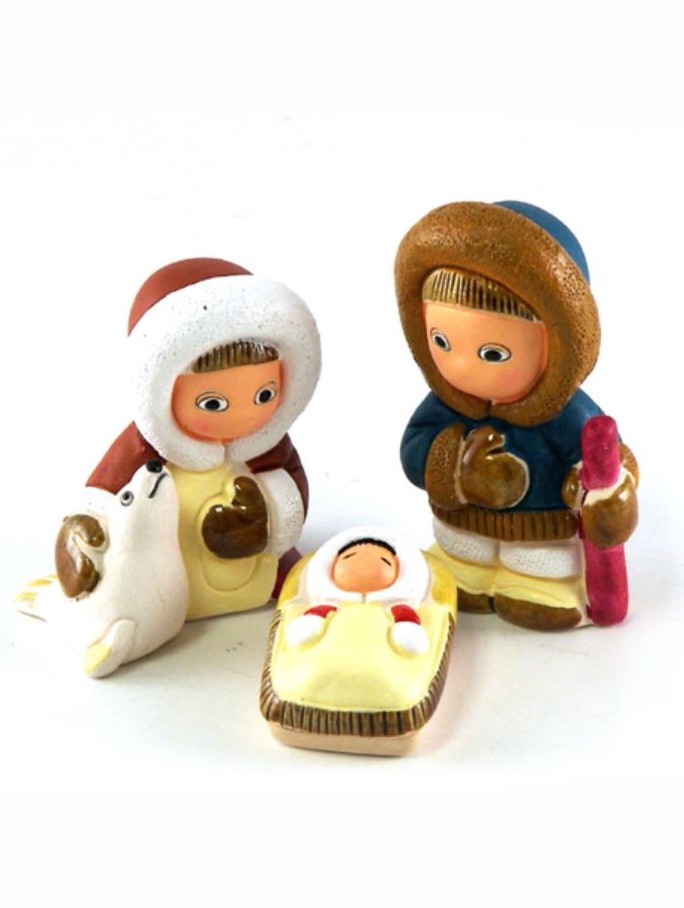 Presepe Eschimese in ceramica 3 personaggi