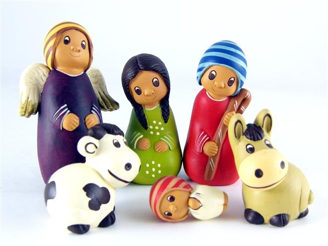 Presepe figure con berretti con Angelo -  6 personaggi