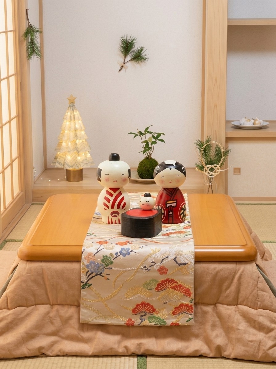 Presepe giapponese KOKESHI in legno