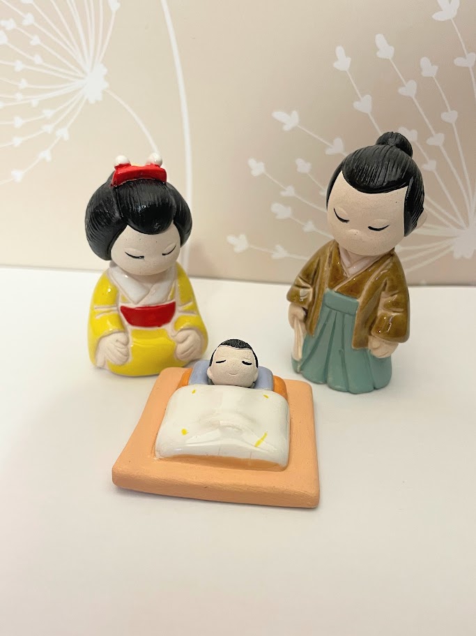 Presepe Giapponesi 3 personaggi ceramica laccata