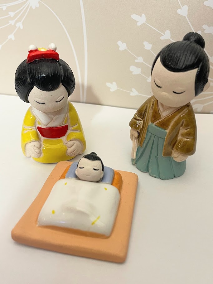 Presepe Giapponesi 3 personaggi ceramica laccata