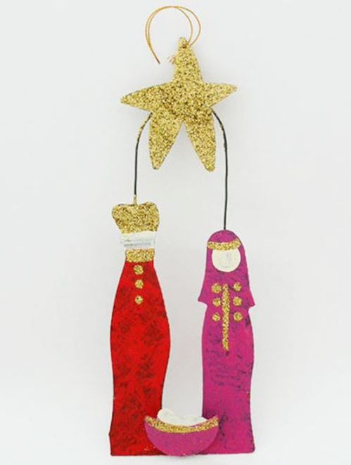 Presepe in ferro battuto dipinto a mano 3 figure da appendere