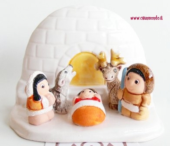 Presepe igloo con 5 figure compatto