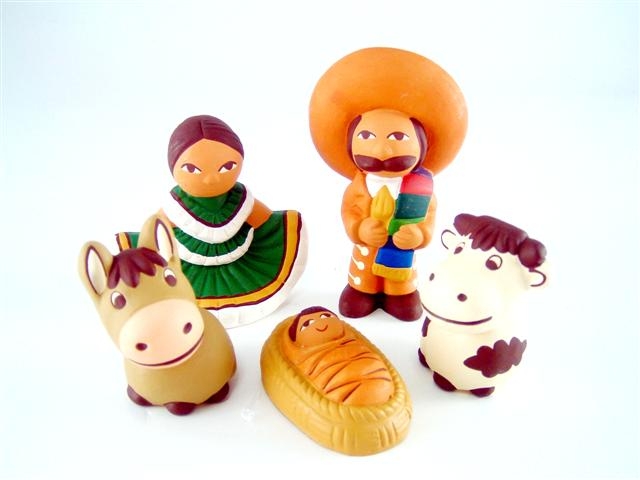 Presepe stile messicano terracotta 5 figure in costume