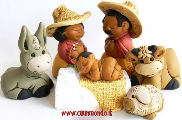Presepe messicano con gesù accoccolato equo solidale grande