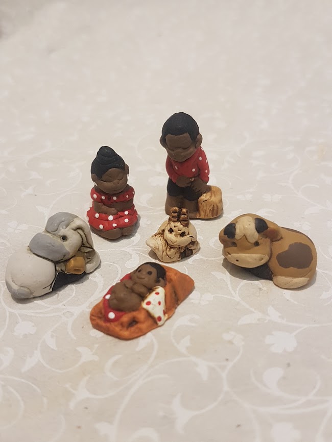 Presepe miniatura in terracotta Africa - 5 figure