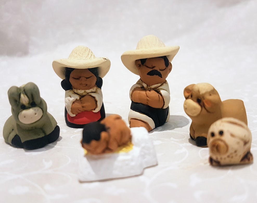 Presepe miniatura in terracotta Messicano - 5 figure