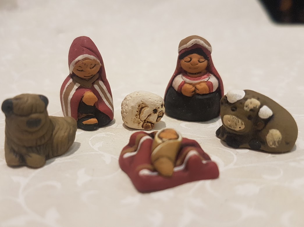 Presepe miniatura in terracotta Peruviano - 5 figure